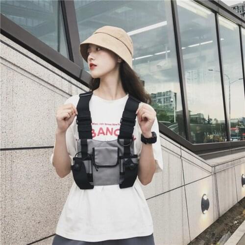 Portable Unisex Chest Vest Bags Oxford Waistcoat Pack Classic Texture Creative Design Chic Hip-Hop Streetwear Travel Pouch