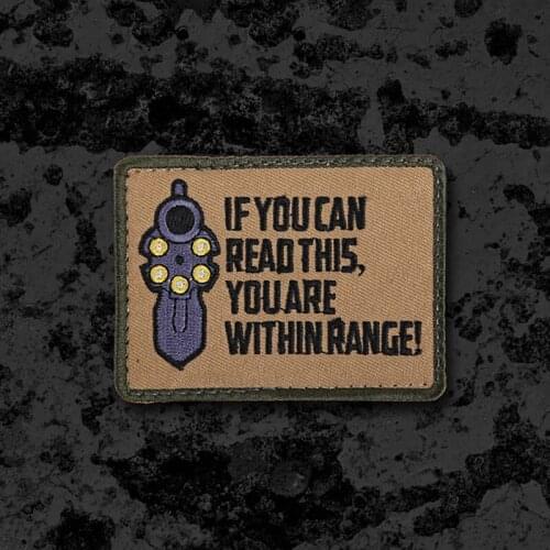 If You Can Read This You Are Within Range Embroidery Patches Revolver Gun Tactical Stickers For Clothing Jeans Badges DIY Decor