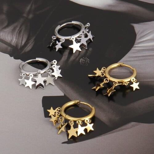 Star Drop Earrings 2021 Trend Circle Earring Stainless Steel Earrings For Women Hoop Earrings Fashion Jewelry Earrings Gift