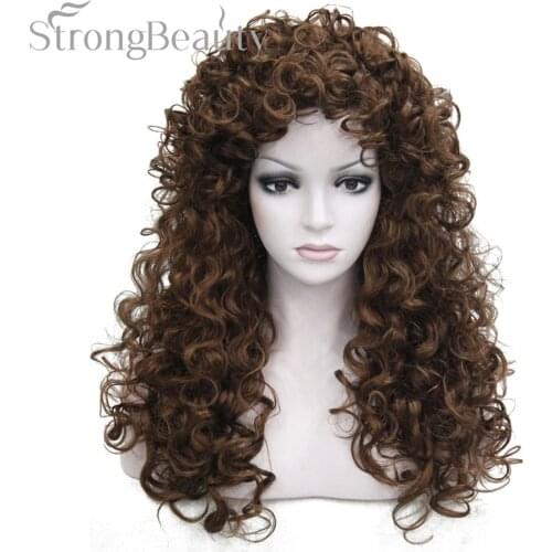Strong Beauty Synthetic Hair Long Curly Blonde Brown Black Wigs Cosplay Wigs For Woman