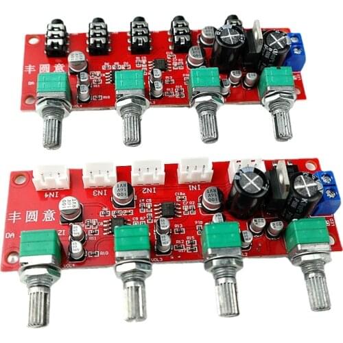 SOTAMIA NE5532 Stereo Music Audio Signal Pre-amplifier 4 Way Input Mixer Audio Volume Control Tone Amplification Preamp Board