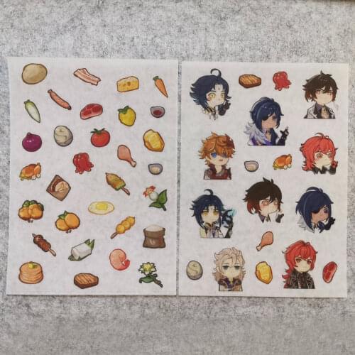 Anime Genshin Impact Zhongli Diluc Kaeya Xiao Cute Sticker Family portrait Cartoon Motorcycle Phone Adhesive Sticker Xmas Gifts