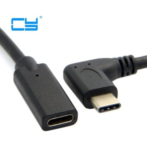1pcs 90 Degree Right Angled USB-C USB 3.1 Type C Male to Female Extension Data Cable for Macbook Tablet 20cm