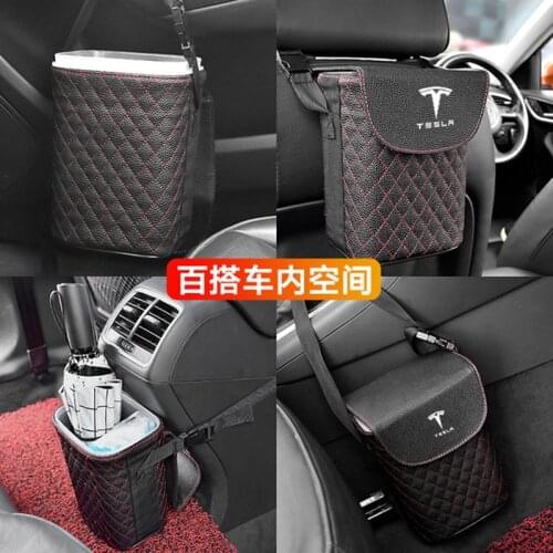 Vxvb New For Tesla Model 3 2021 Car Accessories Trash Cans Dustbin Multi-use Trash Can Auto Seat Back Storage box Model Three