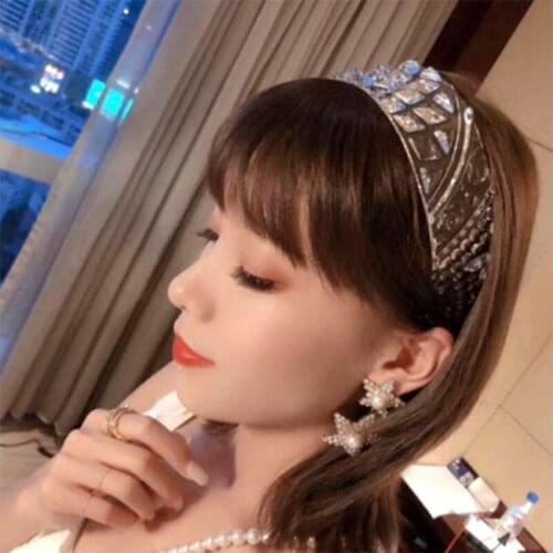 2020 Transparent Hairband Crystal Irregular Diamond Wide-Brimmed Color Headband For Women Geometric Pineapple Pattern Hairband