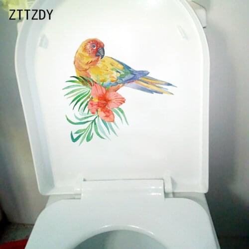ZTTZDY 23.7×22.1CM Hand Drawn Cartoon Parrot Kids Room Wall Stickers Fun Toilet Decor T2-1533