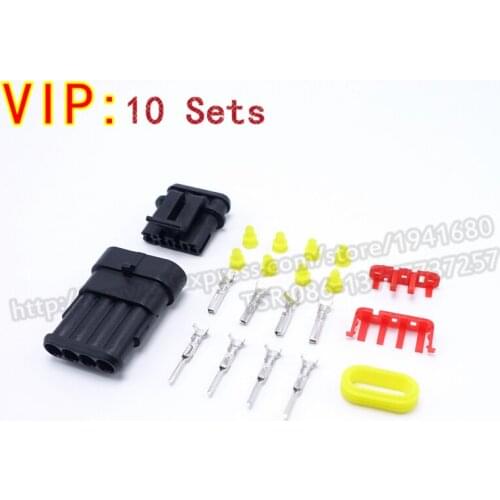 10 Sets 4 Pin AMP Connector Male Female Housing Auto Wire Harness Connector AMP 282088-1 282106-1