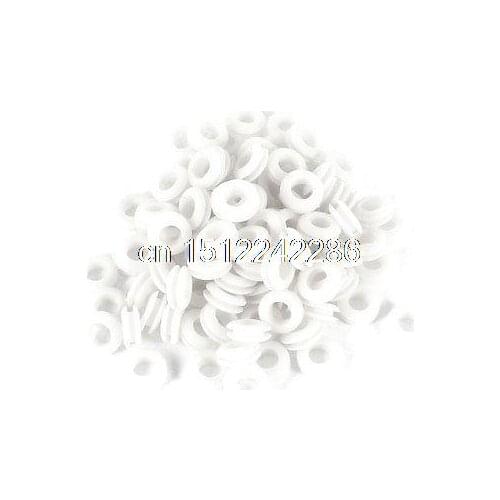 100pcs 8mm x 15mm White Rubber Wiring Grommets Ring Cable Protector