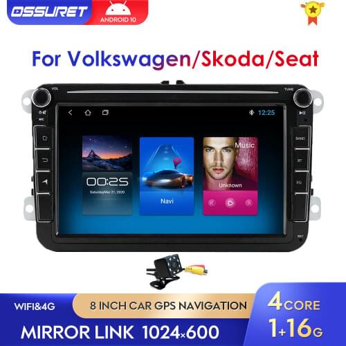 2 Din 8 inch Quad Core Android10 Car GPS Navigation Autoradio Player for VW Jetta Polo Golf Passat Leon Skoda Octavia Fabia Golf