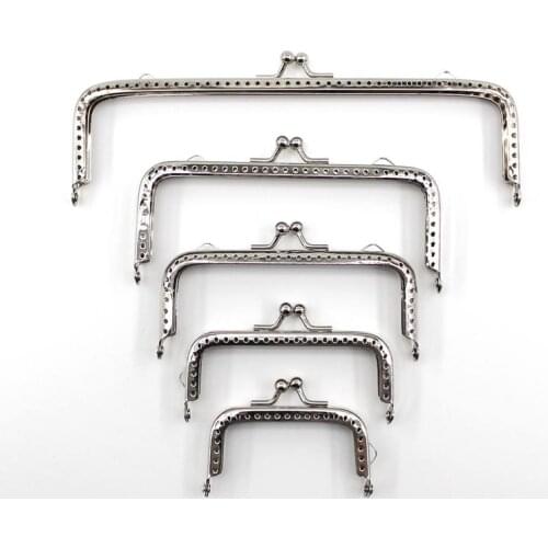 20 pcs/lot 6.5/8.5/10.5/12.5/15/18CM Glossy Silver basic square Metal Purse Frame Kiss Clasp Lock DIY Bag Accessories 6 size