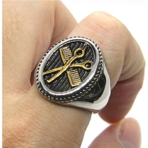 2020 Newest Fashion Design Mens Barber Ring 316L Stainless Steel Mens Ring Cool Polishing Ring