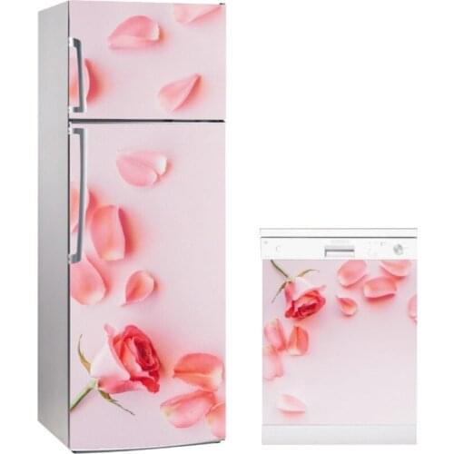 3D Fridge Sticker Rose Petal Refrigerator Dishwasher Door Cover Kitchen Home Decoration Accessories Wall Stickers