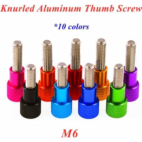 5pcs M6 Hand Screw Knurled Aluminum Thumb Screw for Locking airflame aluminum alloy Head Stainless steel Hand thumb screw
