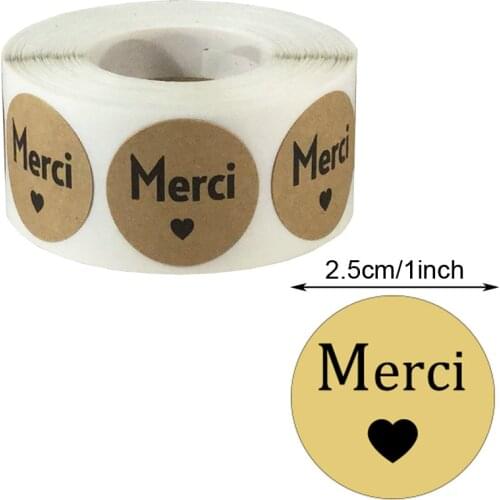 500pcs/roll French Thank You Stickers Seal Labels Cake Baking Takeaway Packaging Cute Stationery Handmade Decorative Seal Paper