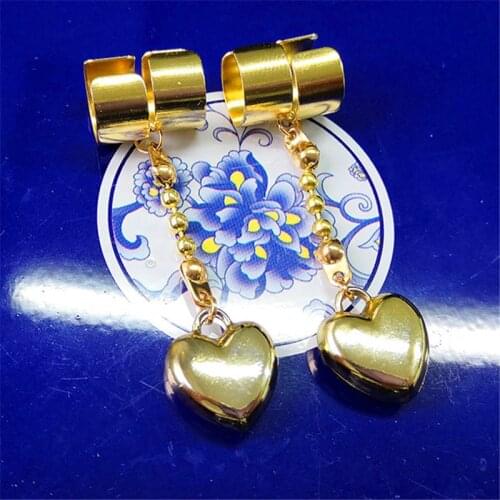 Anime HUNTER x HUNTER Hisoka Earring Cosplay Golden Heart Earrings Costume Accessories Pendant Ear Clip Tattoo Props 1 Pair