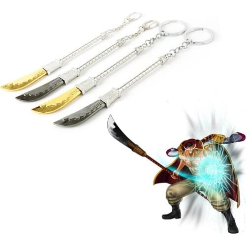 ONE Piece Edward Newgate 14cm Sword Keychains White Beard Weapon Pendent Keyring Key Holder Car Bag Key Chains Women Men Jewelry