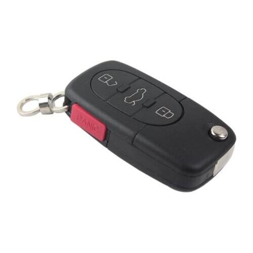 CR1620 3+1 Red Panic 4 Buttons Flip Folding Remote Key Shell For VW Golf 4 5 6 Passat B5 B6 Polo Bora Touran Round Head