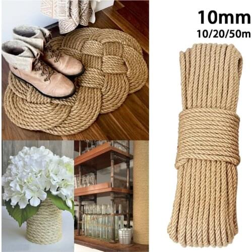10mm 10-50m Jute Ropes Twine Natural Hemp Cord DIY Nordic Home Decor Cat Pet Scratching