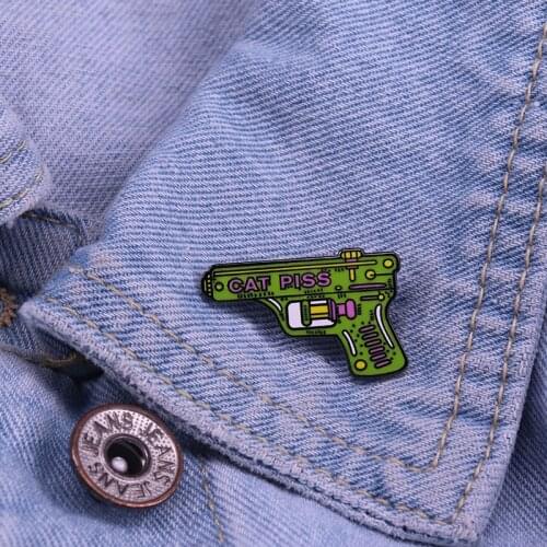 The Cat Piss Gun Enamel Pin Funny And Cynical Brooch For Lapel Skirt Hat Bag Badge