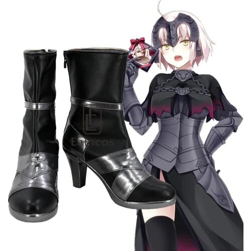 Fate Grand Order FGO ALTER Cosplay Halloween Shoes Jeanne d'Arc Black Short Boots Custom-made