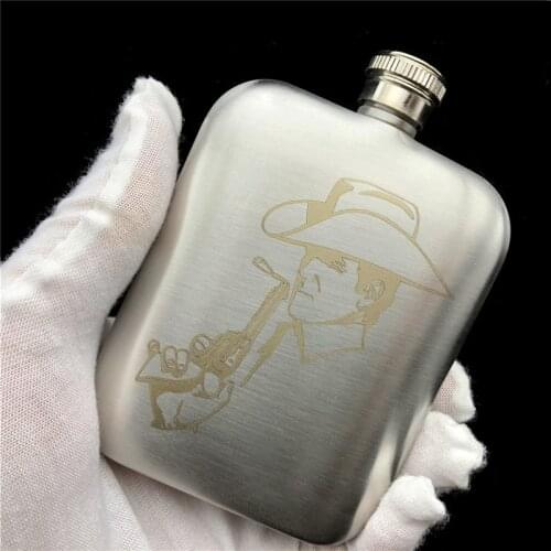304 Stainless Steel Hip Flask Cowboys 6 OZ 170ML Food Grade Flask for Alcohol Vodka Whisky Liquor Outdoor Hiking Wine Bottle