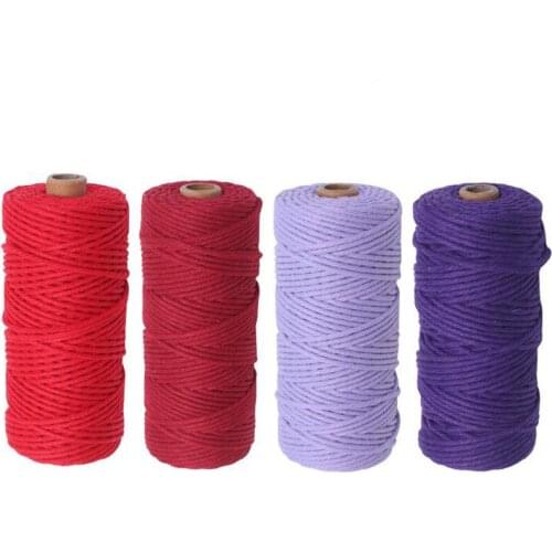 4mm 100M Weaved Colored Cotton Cord Macrame Rope Twisted String For Home DIY Handmade Tag Craft Party Decoration Accessories