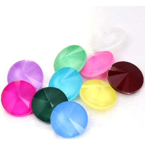 Round Mocha Rhinestones Rivoli Fancy Stones Glue On Nails Pointback Glass Strass Crystals 12mm DIY Clothing Crafts Jewelry Beads