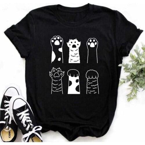 Maycaur Kawaii Cats Print Summer Cute Women Tshirt Funny Cartoon T Shirt Female Ullzang T-shirt 90s Fashion Korean Style Top Tee