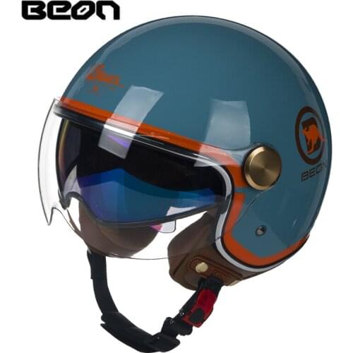 Unisex Motorcycle Double Lens Helmet 3/4 Retro Scooter Bicycle Motorbike Four Seasons Helmets Riding Capacete Classic Moto Casco