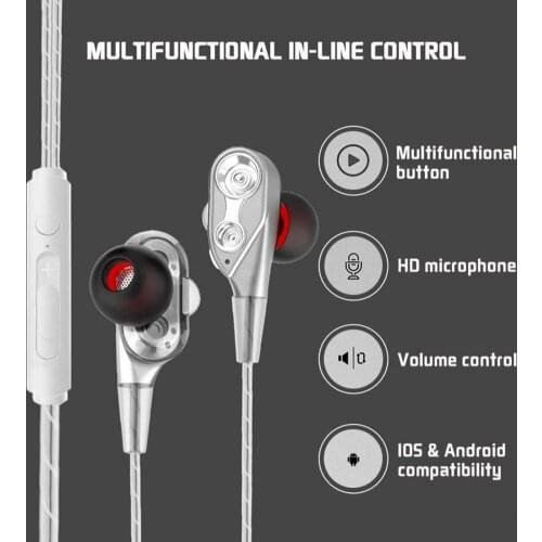 HD Call Sound Wied Earphone Stereo with Mic Plastic Moving Coil Iron 3.5mm Universal Headset In-ear for Sports MP3 MP4 PC Phone