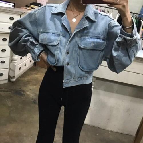 New Female Short Denim Jacket Lady All-match Cool Casual Brief Loose Cowboy Outwear