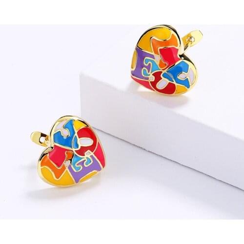 Newest Fashion Colorful Heart Shape Earring 925 Silver For Ladies Love Shape Birthday Party Engagement Jewelry Gift