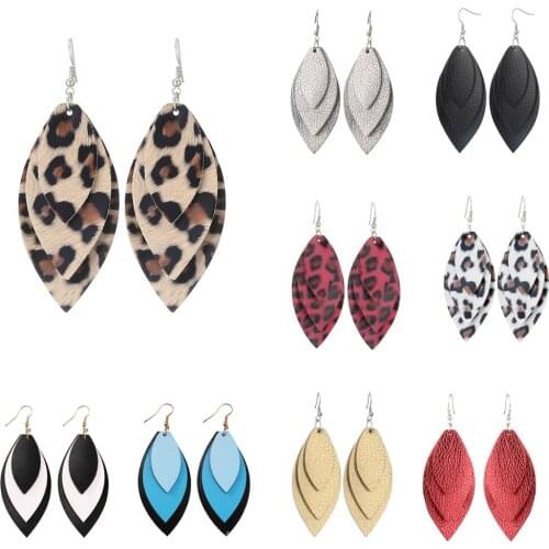 New Women Men Leopard Leather Teardrop Earrings Bohemia Dangle Drop Jewelry Gift
