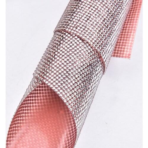 New AAAAA 24*40/Roll SS8 Glass Clear Crystal Rhinestone Mesh Strass Applique Sticker Self Adhesive DIY Accessories Wedding Dress