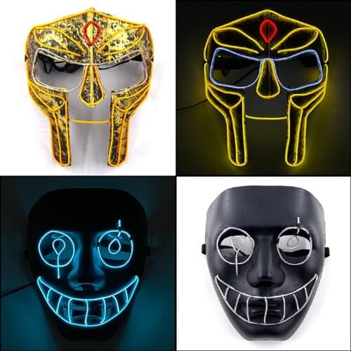 New Halloween Cosplay Party LED Mask Glow Neon EL Wire Mask LED Light up Cosplay Party Mask Luminous Mask Glow In The Dark