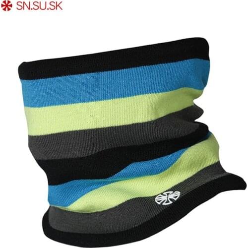 2020 Autumn Winter Knitted Face Mask Outdoor Sport Double-deck Polar Fleece Striped Windproof Warm Neck Ski Bicycle Loop Scarf