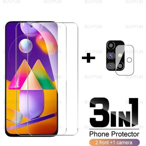 3in1 front full cover tempered glass For Samsung Galaxy M31s M31 M21s M21 M01 M01s M30s M30 M11 M10 M20 Camera Safety Film
