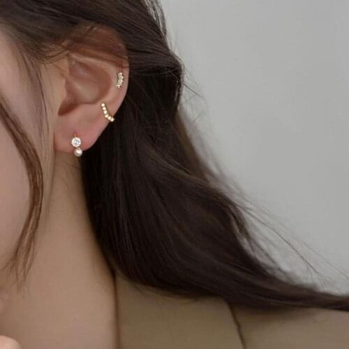 Simple Sweet Pearl Zircon Hoop Earrings For Women Party Gifts Advanced Trend fine Jewellery SAE585