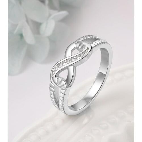 Silver Color Infinity Ring Cubic Zirconia CZ Eternity Rings for Women Size 5 6 7 8 9 10 Trendy Fashion Jewelry Gift for Women