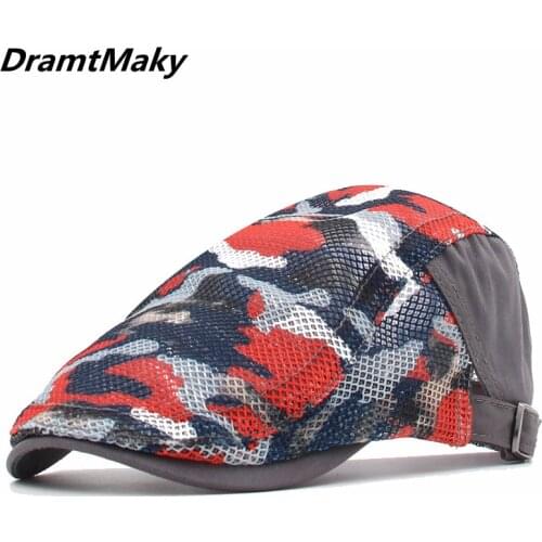 Mesh Beret Summer Men Women Cap Adjustable Newsboy Ivy Flat Cap Breathable Mesh Cap for Men Women Solid Plain Beret Cap femme