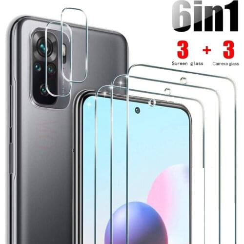 6IN1 Screen Glass+Camera Lens Film For Xiaomi Redmi Note 10 10S 9T 9S 8 8T Pro Max 8A 9C 9AT Mi Poco X3 NFC M3 Pro 10T Lite Pro