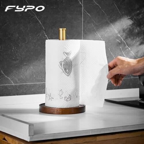 Fypo Kitchen Roll Holder Stand,Black Walnut Vertical Tissue Rack Creative Home Toilet Desktop Paper Holder Napkin Rack
