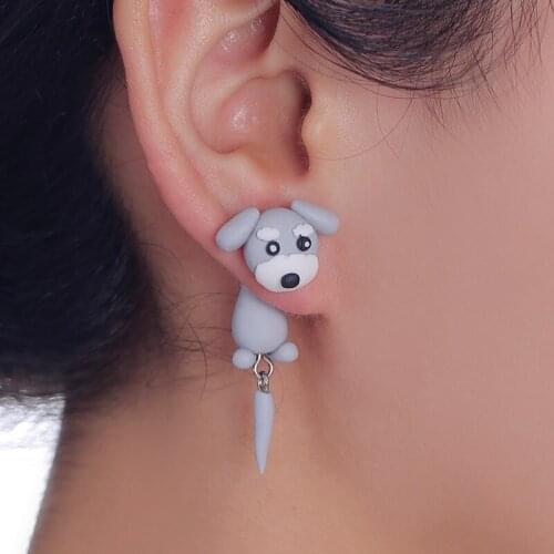 TTPAIAI 30 Brand Handmade Polymer Clay Cute Dog Stud Earrings Fashion Jewelry 3D Animal Earrings For Women Gift Wholesale