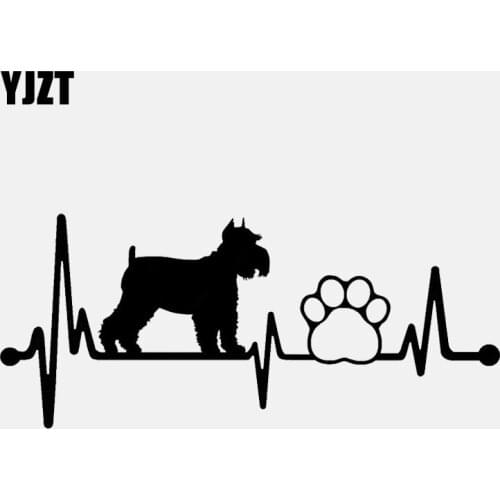 YJZT 15.9CM*6.8CM Schnauzer Heartbeat Lifeline Dog Vinyl Black/Silver Motorcycle Car Sticker C22-1115