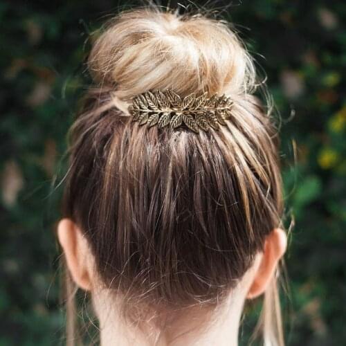 Vintage Crown Bun Pin Leaf Bun Top Hair Comb Chic Hair Accessories Bijoux Fashion Jewelry 2020