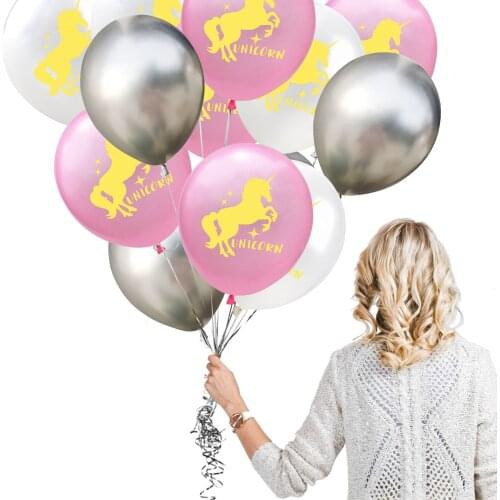 ZLJQ Unicorn Metallic Balloon Pink Latex Confetti Baloon Unicorn Party Decoration Unicorn Birthday Party Decor Kids Favors