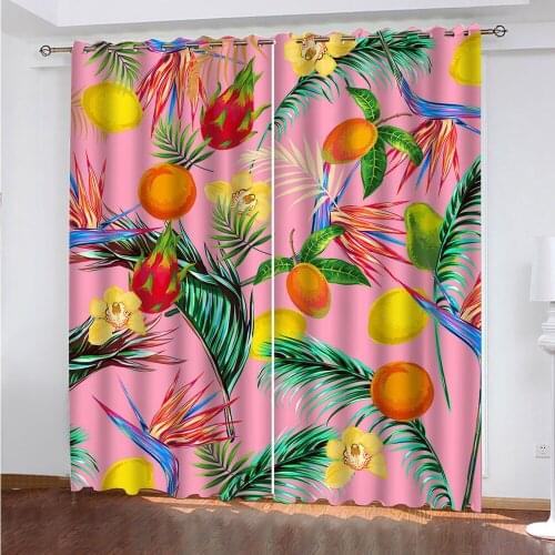 Custom 3D Curtain Blackout Rich Fruit Garden Leaves Curtains For Living Room Bedroom Modern Children Room Curtains For Window