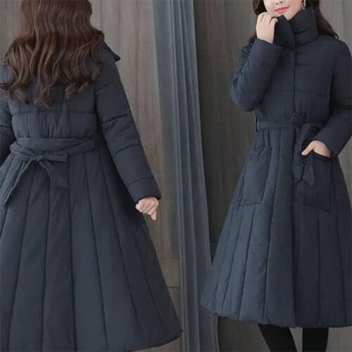 Cotton jacket women 2021 new ethnic style cotton-padded jacket women mid-length over-the-knee cotton-padded jacket winter coats