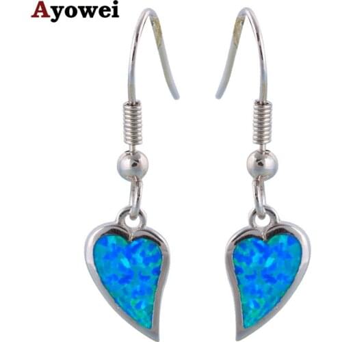 Earrings for women High quality Wholesale Blue Fire Opal Silver Stamped Dangle Earrings Fashion Jewelry Opal Jewelry OE303A