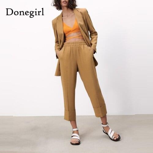 2021 Spring Women 2 Piece Set Suit Fashion Office No Button Casual Blazer And Trousers Elegant High Fashion Chic Lady Blazer